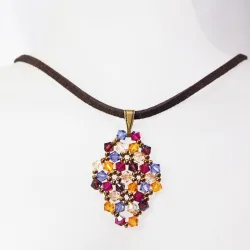 Pendant 65cm - Malvina Rhombus S-Chocolate Suedine - Pendant 65cm - Laiton bronze
